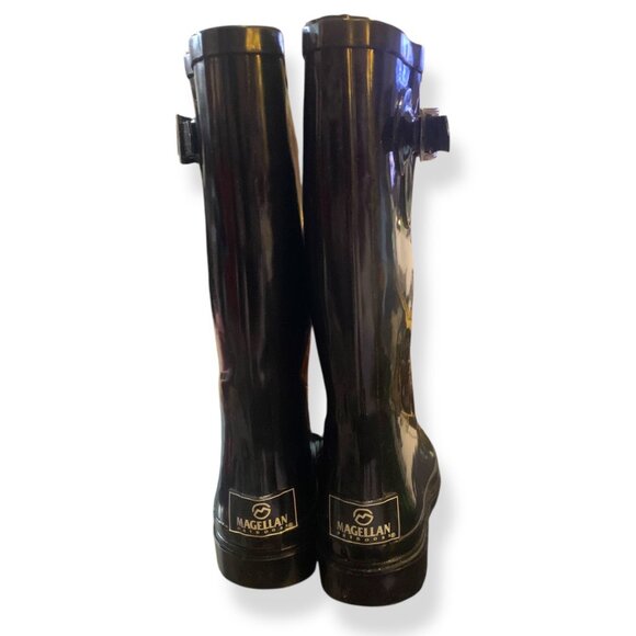 Women's Rain Boots Tall Rubber Outdoor Galoshes Black Size 7B Weather Fashion - Picture 2 of 5